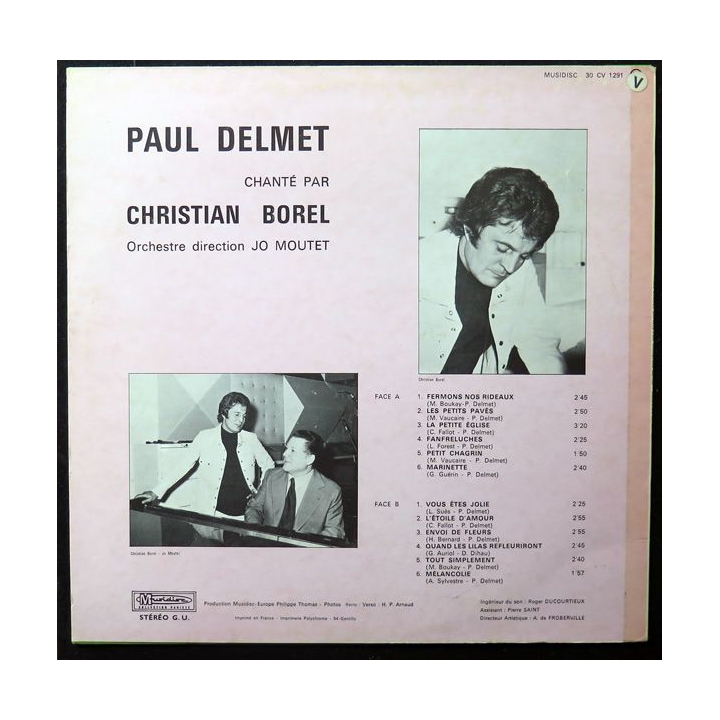 DISQUE 33 TOURS : Paul Delmet chanté par Christian Borel