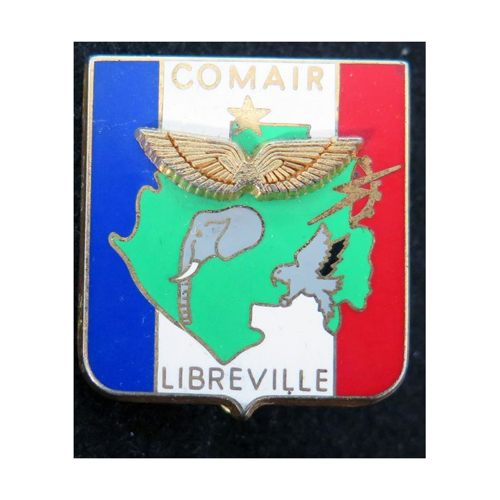 COMAIR LIBREVILLE :  insigne métallique du commandement de l'armée de l'air à Libreville de fabrication Promodis