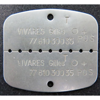 Plaque d'identité militaire matriculée nominative 