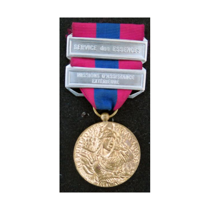 FRANCE : médaille de la défense nationale métal doré avec barrettes Service des Essences 