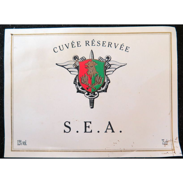 SEA : étiquette de bouteille de vin cuvée réservée SEA