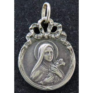 Médaille enmétal argenté Rosarum imbrem e. coelo effundam diamètre 2 cm