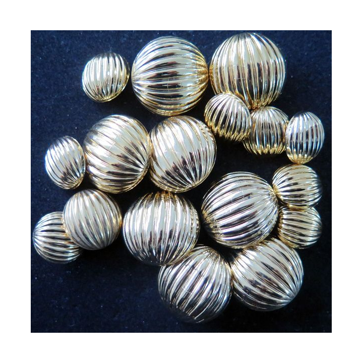 LOT de 8 boutons bombés striés dorés de veste de 2,2 cm de diamètre