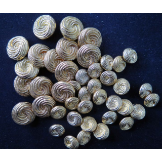 LOT de 15 boutons bombés striés dorés de veste de 2,8 cm de diamètre e