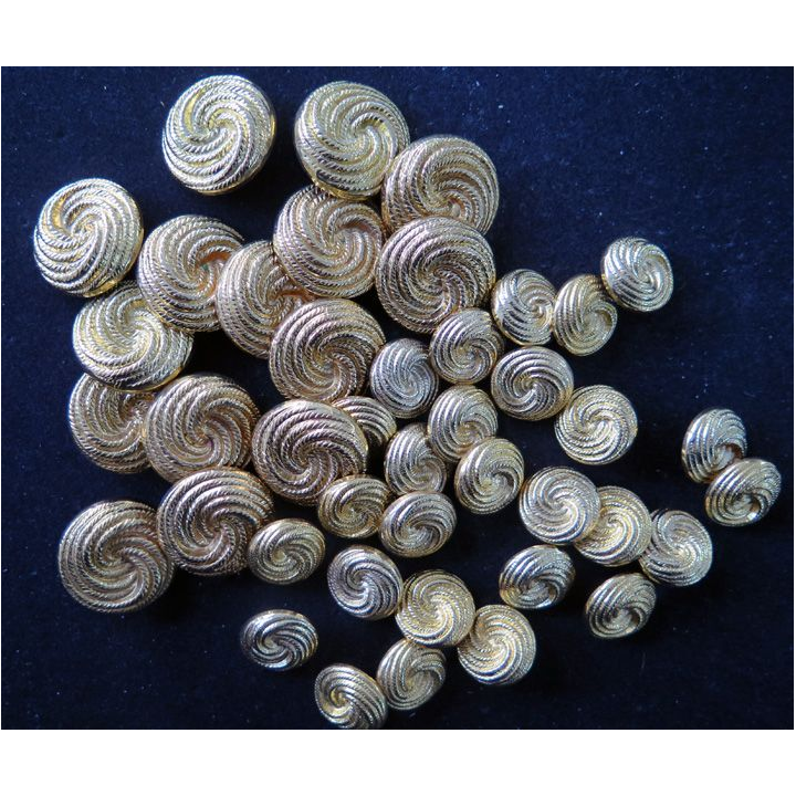 LOT de 15 boutons bombés striés dorés de veste de 2,8 cm de diamètre e