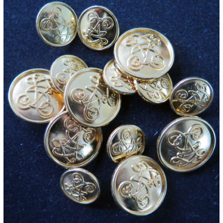 LOT de 6 boutons bombés striés dorés de veste de 2,6 cm de diamètre et 8 boutons de manches de 1,8 cm