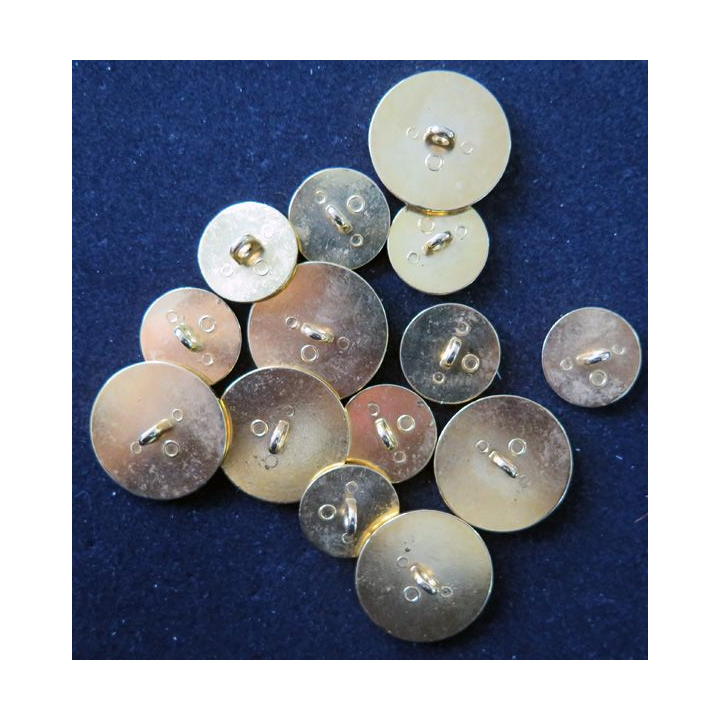 LOT de 6 boutons bombés striés dorés de veste de 2,6 cm de diamètre et 8 boutons de manches de 1,8 cm