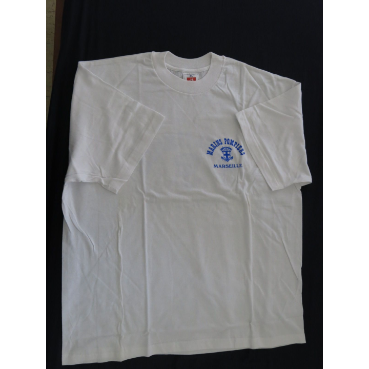 Tee shirt de sport BMPM taille XL blanc de fabrication Hanès avec sérigraphie