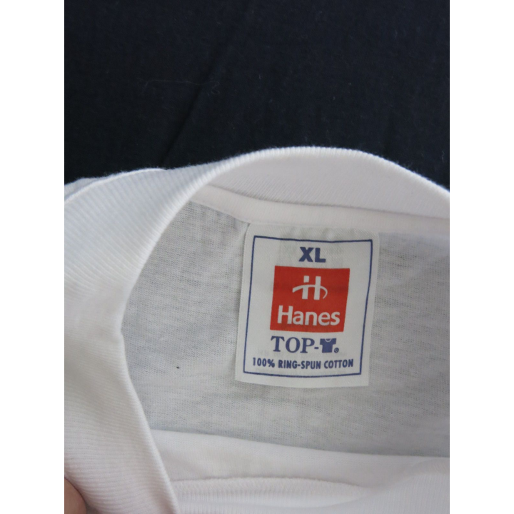 Tee shirt de sport BMPM taille XL blanc de fabrication Hanès avec sérigraphie