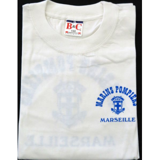 Tee shirt de sport BMPM taille150 / XL blanc de fabrication B & C avec sérigraphie