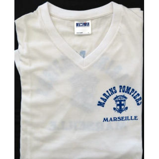 Tee shirt de sport BMPM taille L blanc de fabrication Solis avec sérigraphie
