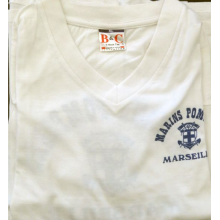 Tee shirt de sport BMPM taille XL blanc de fabrication B & C avec sérigraphie