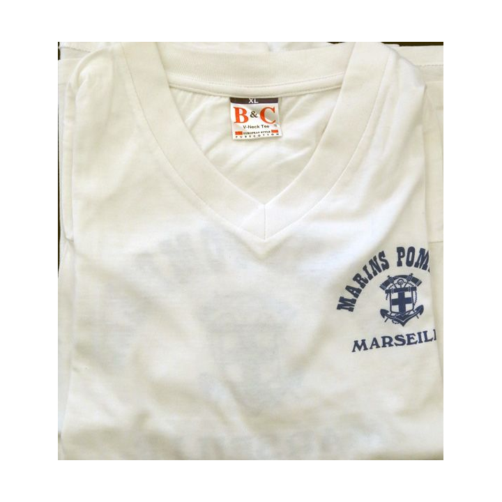 Tee shirt de sport BMPM taille XL blanc de fabrication B & C avec sérigraphie