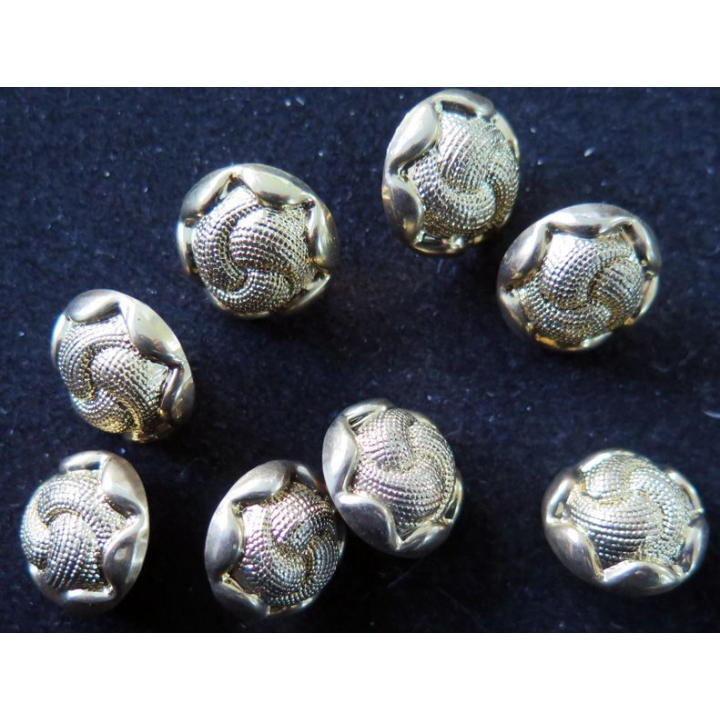 LOT de 8 boutons bombés et dorés de chemisier de 1,5 cm de diamètre