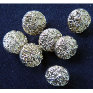 LOT de 7 boutons légèrement bombés et dorés de veste de 2 cm de diamètre