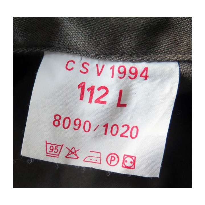 Veste de treillis vert armé taille 112 L CVS 1994 retaillée avec élastiques en bas