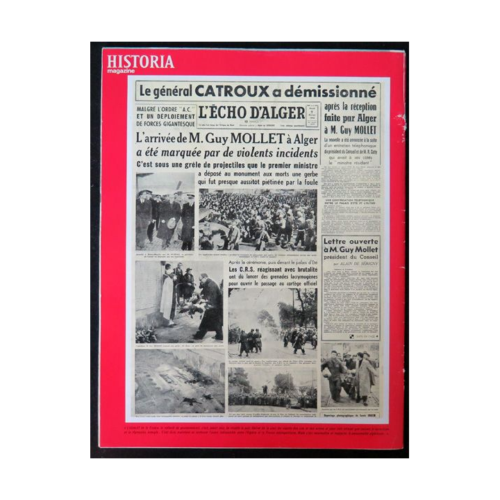 Historia Magazine N° 212 La Guerre d'Algérie n° 19 Guy Mollet : l'émeute