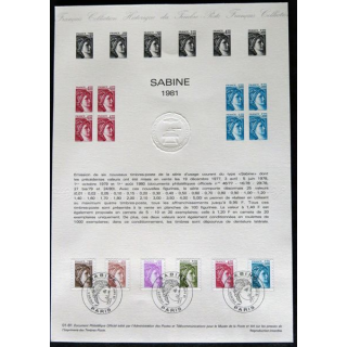 Document philatéliques officiels la poste Sabine 1981