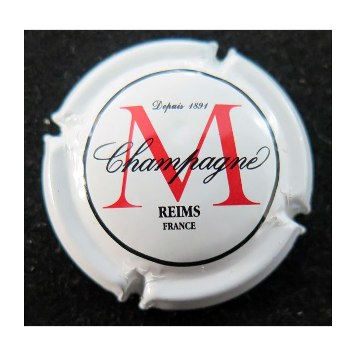 Capsule Muselet de bouteille de champagne Montaudon n° 6 blanc rouge et noir