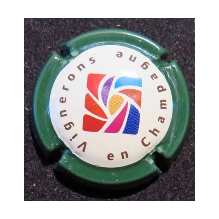 Capsule Muselet de bouteille de champagne VIGNERONS EN CHAMPAGNE n° 7 contour vert foncé