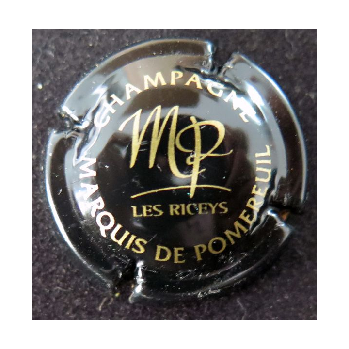 Capsule Muselet de bouteille de champagne MARQUIS DE POMMEREUIL n°12 Noir et or