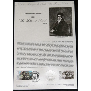 Document philatéliques : Collection historique du timbre poste français La lettre d'Amour Goya 1981