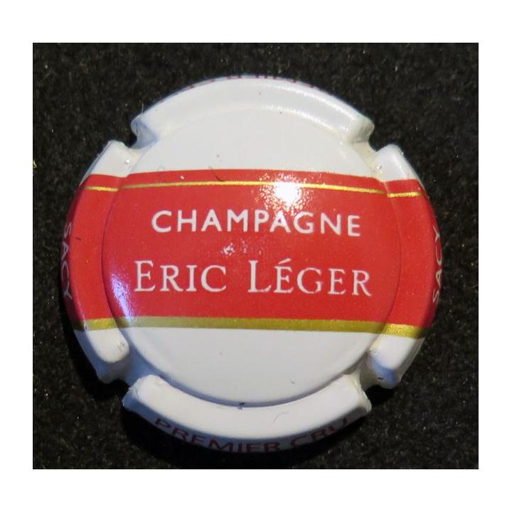 Capsule Muselet de bouteille de champagne LEGER Eric n° 14b blanc, barre rouge