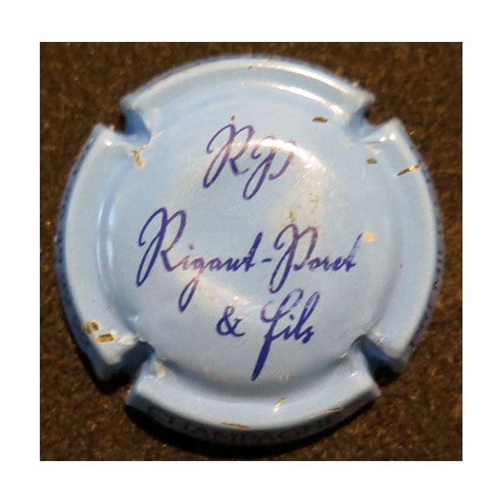 Capsule Muselet de bouteille de champagne RIGAUT-PORET et Fils n° 10b bleu et noir