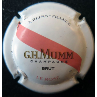 Capsule Muselet de bouteille de champagne G. H MUMM & C° n° 162a  rosé, blanc, barre rose
