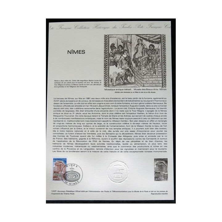 Document philatéliques : Collection historique du timbre poste français "Nîmes"