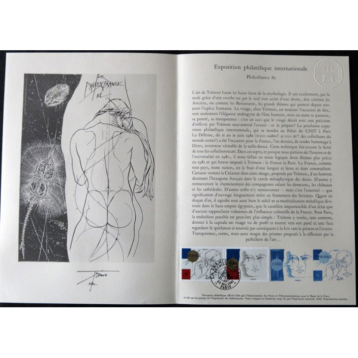 Document philatéliques : Collection historique du timbre poste français "Philexfrance 82"