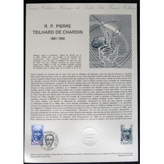 Document philatéliques : Collection historique du timbre poste français "R.P. Pierre Teilhard de Chardin"