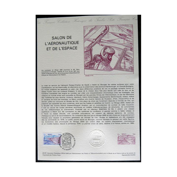 Document philatélique : Collection historique du timbre poste français "Salon de l'Aréonautique et de l'Espace"