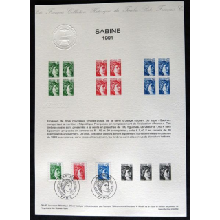 Documents philatéliques : Collection historique du timbre poste français "Sabine 1981"
