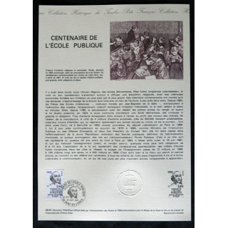 Documents philatéliques : Collection historique du timbre poste français "Centenaire de l'école publique"