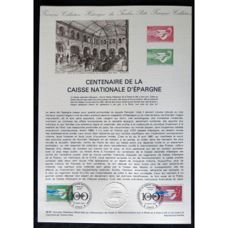 Documents philatéliques : Collection historique du timbre poste français "Centenaire de la caisse nationale d'épargne"