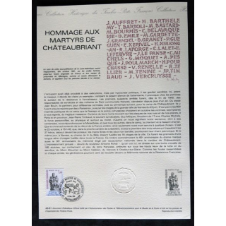 Documents philatéliques : Collection historique du timbre poste français "Hommage aux martyrs de Châteaubriant"