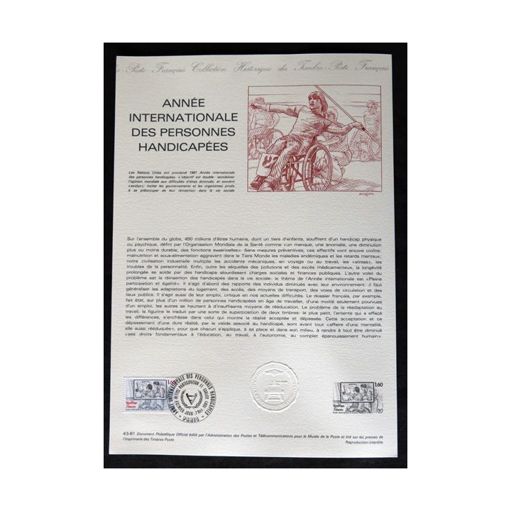 Documents philatéliques : Collection historique du timbre poste français "Année internationale des personnes handicapées"