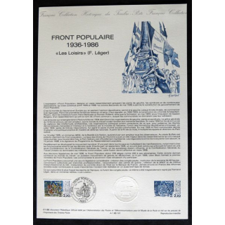 Documents philatéliques : Collection historique du timbre poste français "Front populaire 1936 - 1986"
