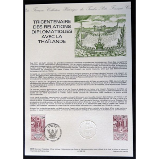 Documents philatéliques : Collection du timbre poste français "Tricentenaire relations diplomatiques avec la Thaïlande"