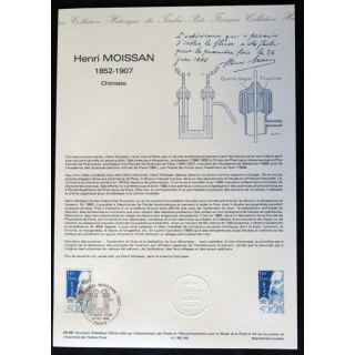 Documents philatéliques : Collection historique du timbre poste français "Henri Moissan 1852 - 1907"