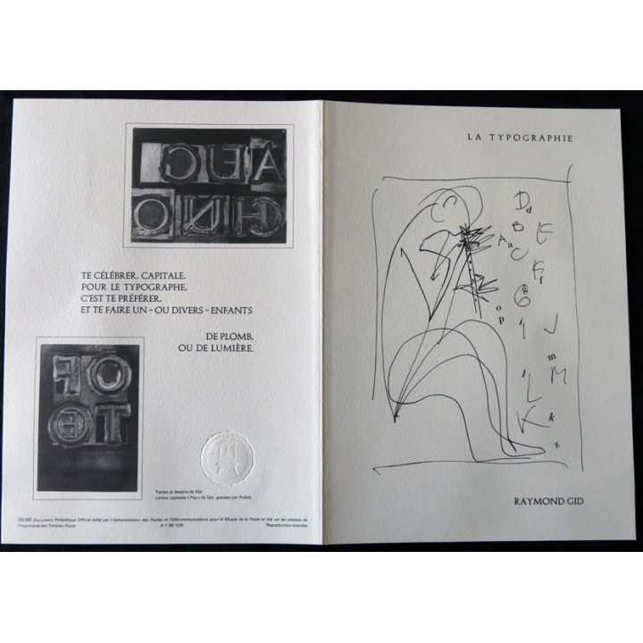 Document philatéliques : Collection historique du timbre poste français "La Typographie Raymond Gid"