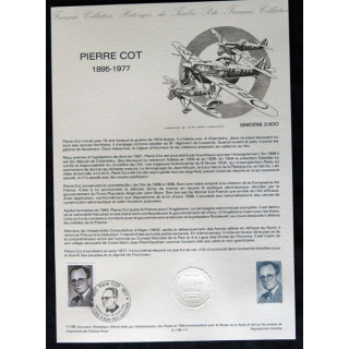 Documents philatéliques : Collection historique du timbre poste français "Pierre Cot 1895 - 1977"