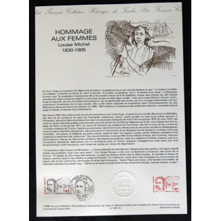 Documents philatéliques : Collection historique du timbre poste français "Hommage aux femmes Louise Michel 1830 - 1905"