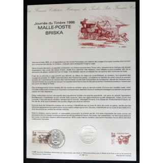 Document philatéliques : Collection historique du timbre poste français "Journée du timbre 1986 Malle-Poste Briska" 2 feuillets