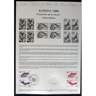 Documents philatéliques : Collection historique du timbre poste français "Europa1986 Protection de la nature"