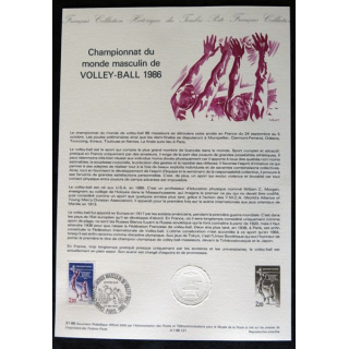 Documents philatéliques : Collection historique du timbre poste français "Championnat du monde masculin de Volley-Ball"