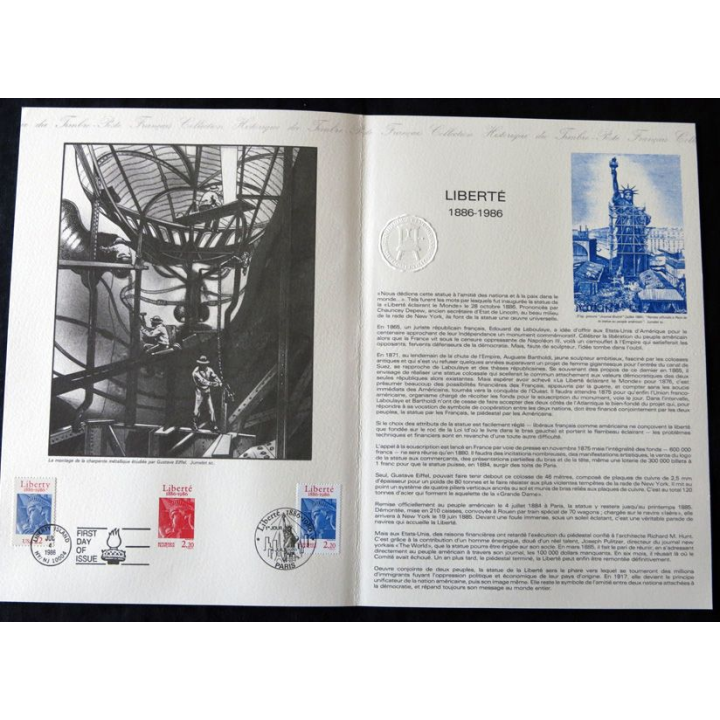 Documents philatéliques : Collection historique du timbre poste français "Liberté 1886 - 1986"