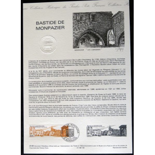 Documents philatéliques : Collection historique du timbre poste français "Bastide de Monpazier"