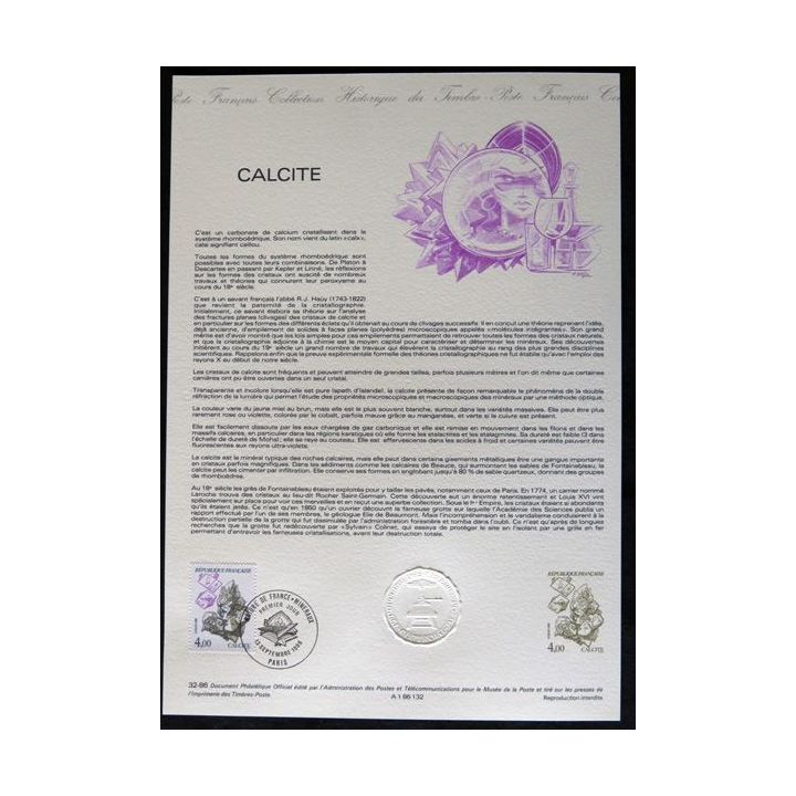 Documents philatéliques : Collection historique du timbre poste français "Calcite"